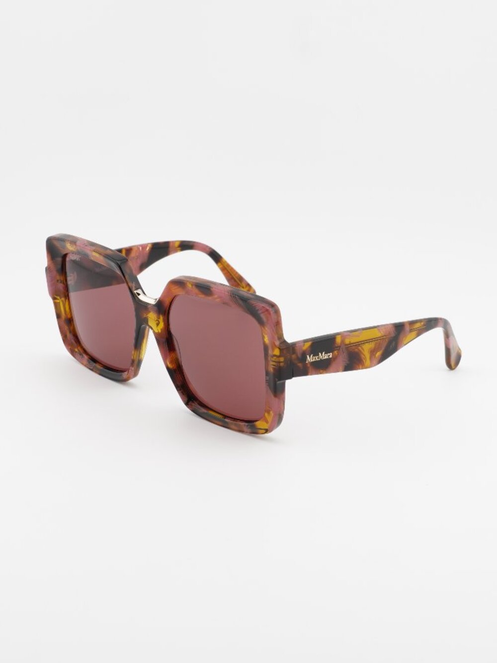 Max Mara ERNEST MM0088 55S Sunglasses Havana Square Frame, Bordeaux Lenses